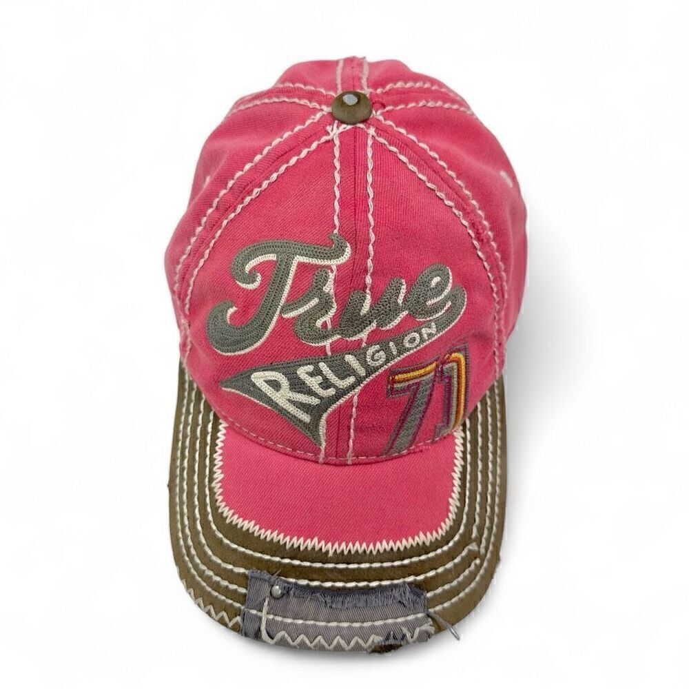 Vintage 90s Y2K True Religion Trucker Hat Baseball Cap Distressed Adjustable